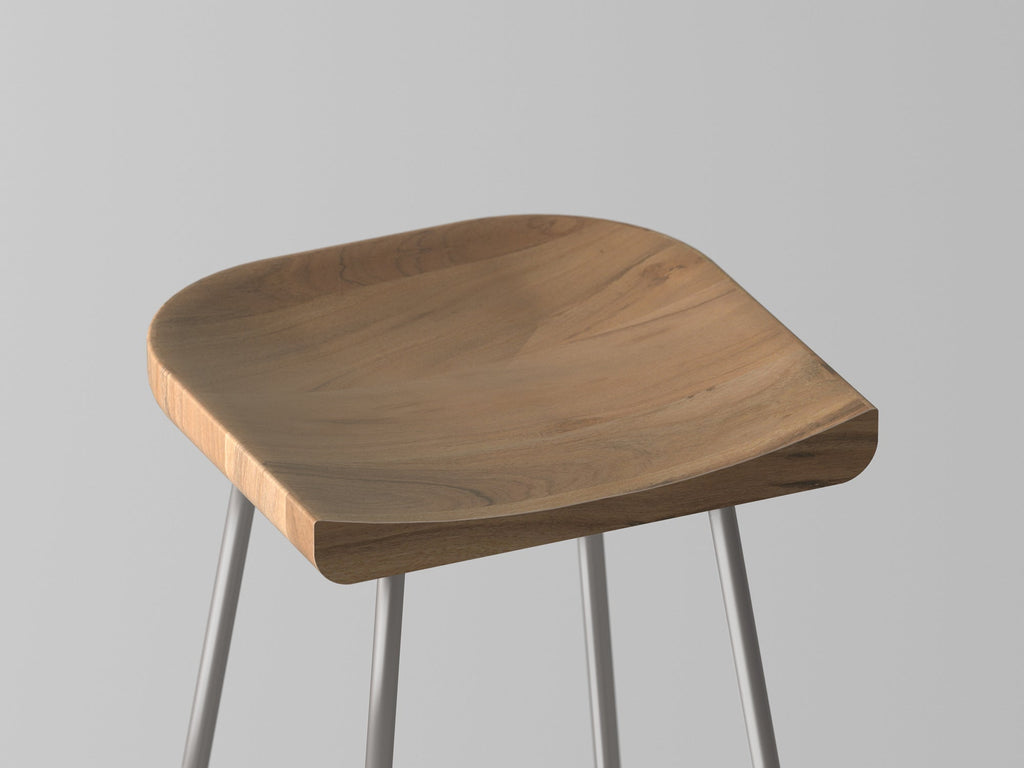 Bar Stool, solid acacia wood and steel