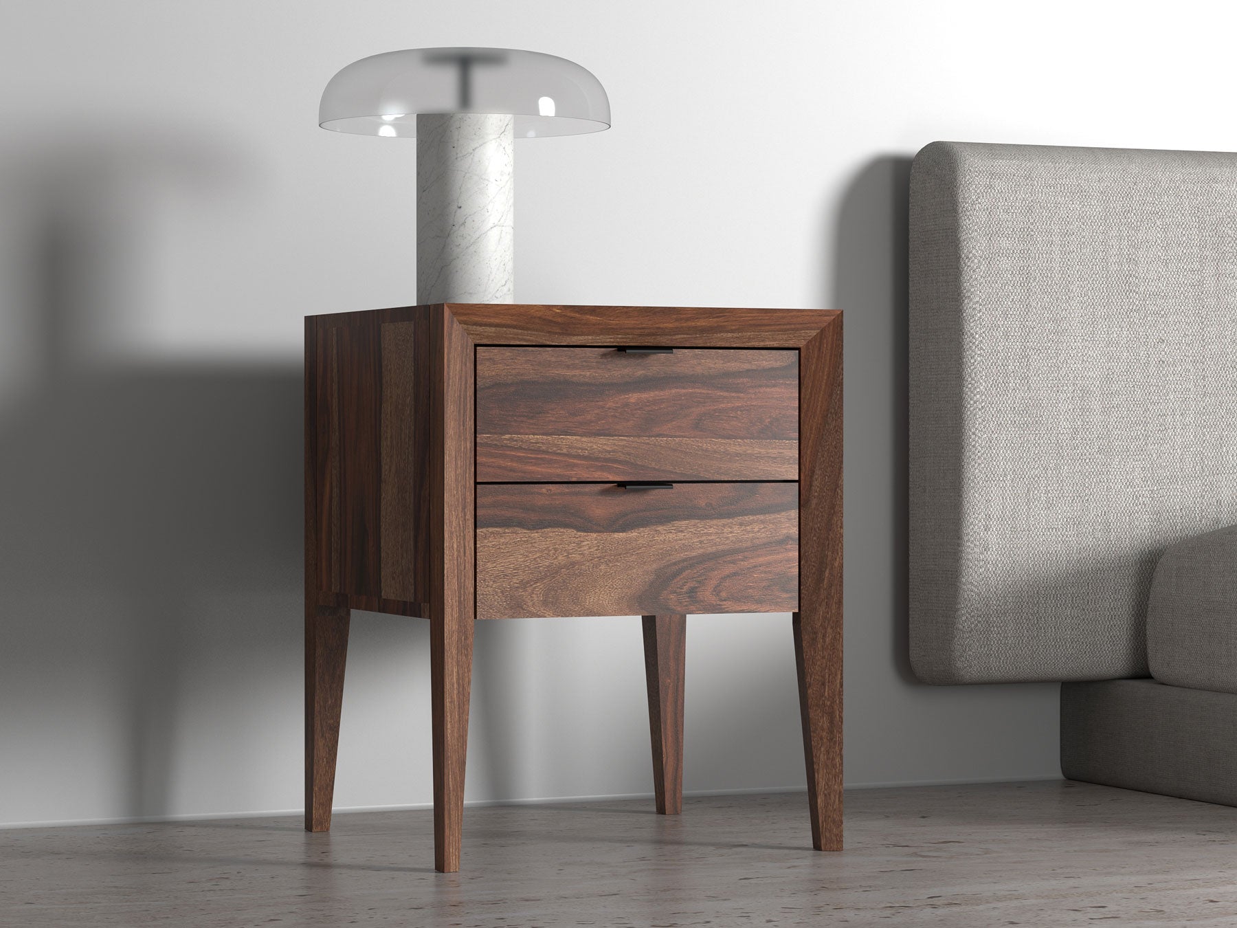 Bedside table, solid sheesham wood, 2 drawers