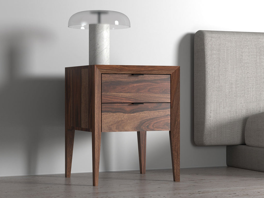 Bedside table, solid sheesham wood, 2 drawers