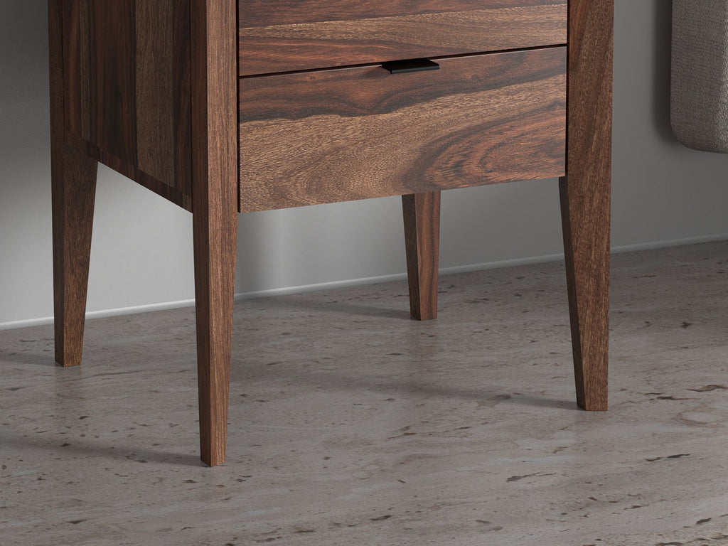 Bedside table, solid sheesham wood, 2 drawers