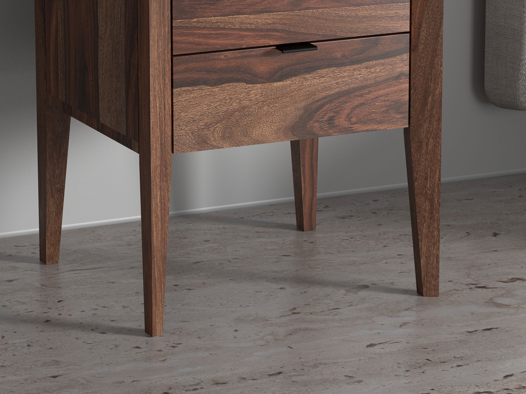 Bedside table, solid sheesham wood, 2 drawers