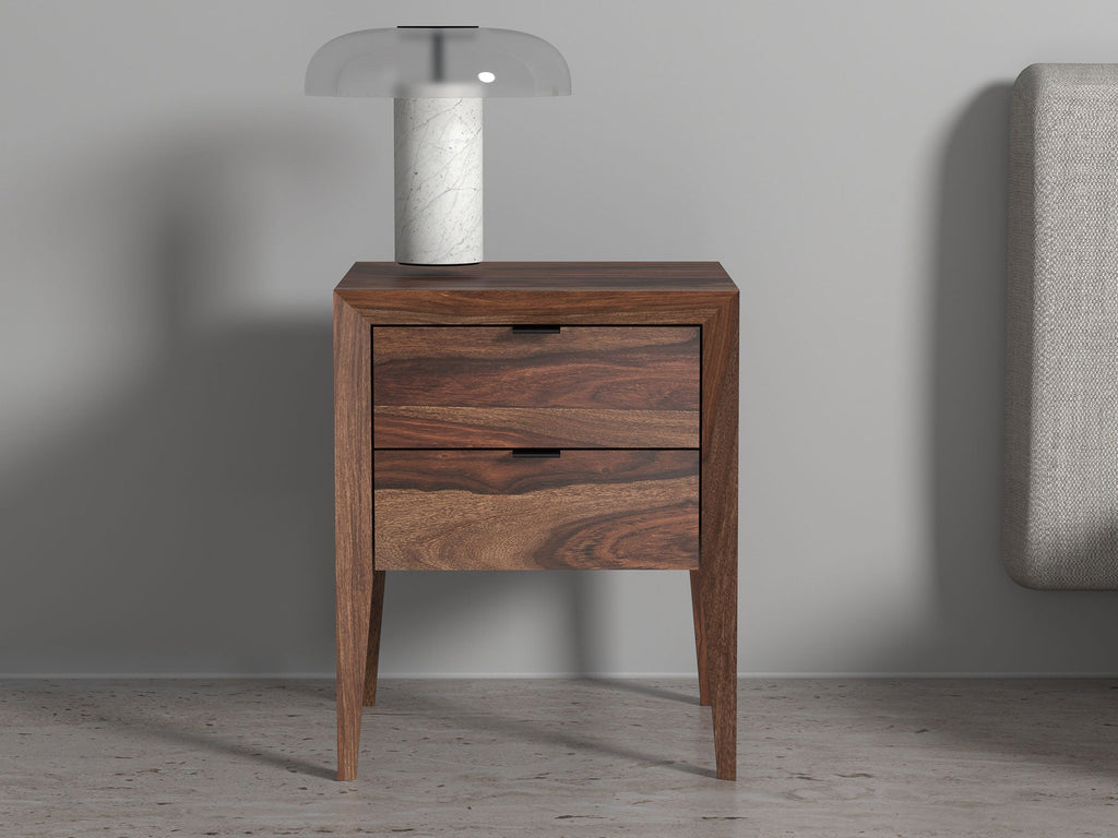Bedside table, solid sheesham wood, 2 drawers