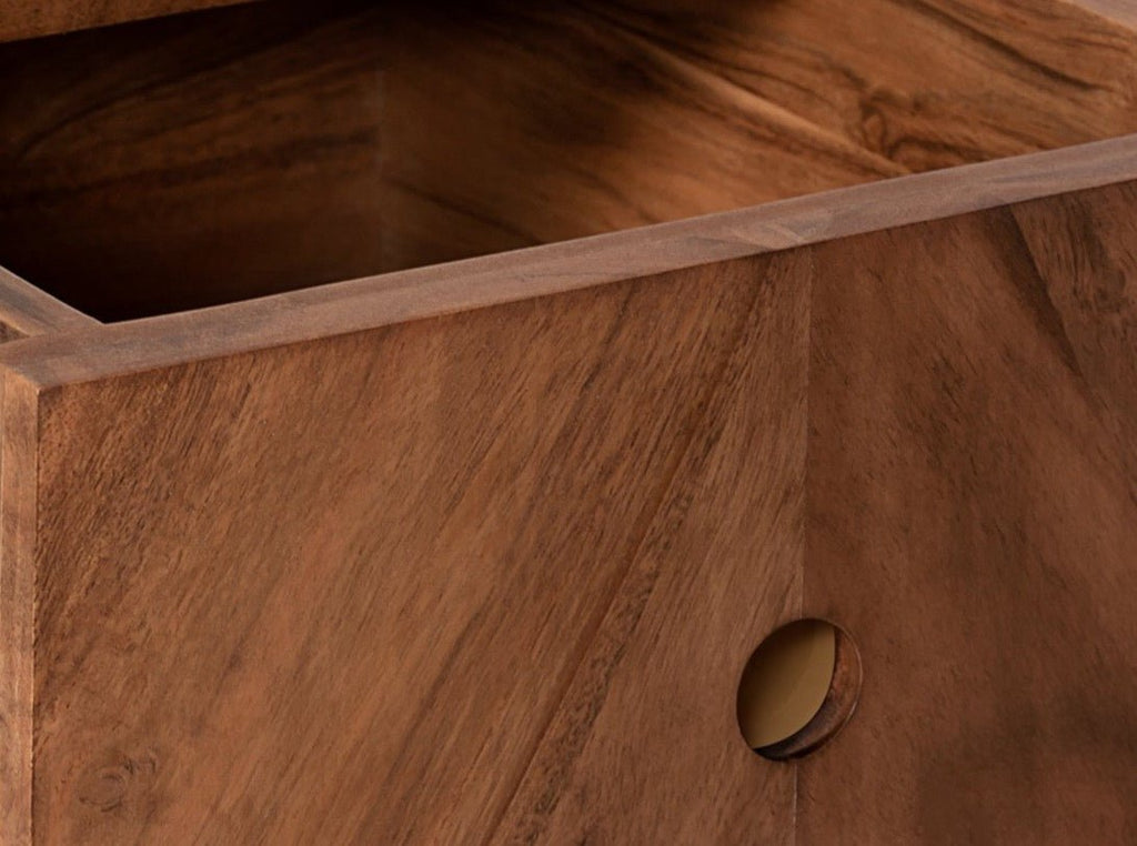 Bedside table, solid acacia wood, 1 drawer