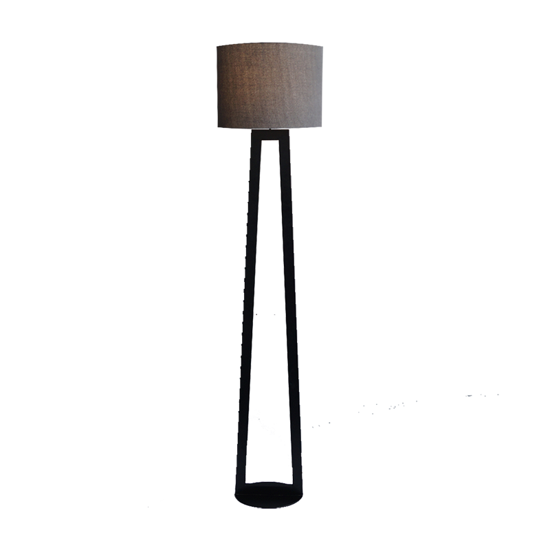 Oval Base Geometric Tower Matte Black Iron Floor Lamp