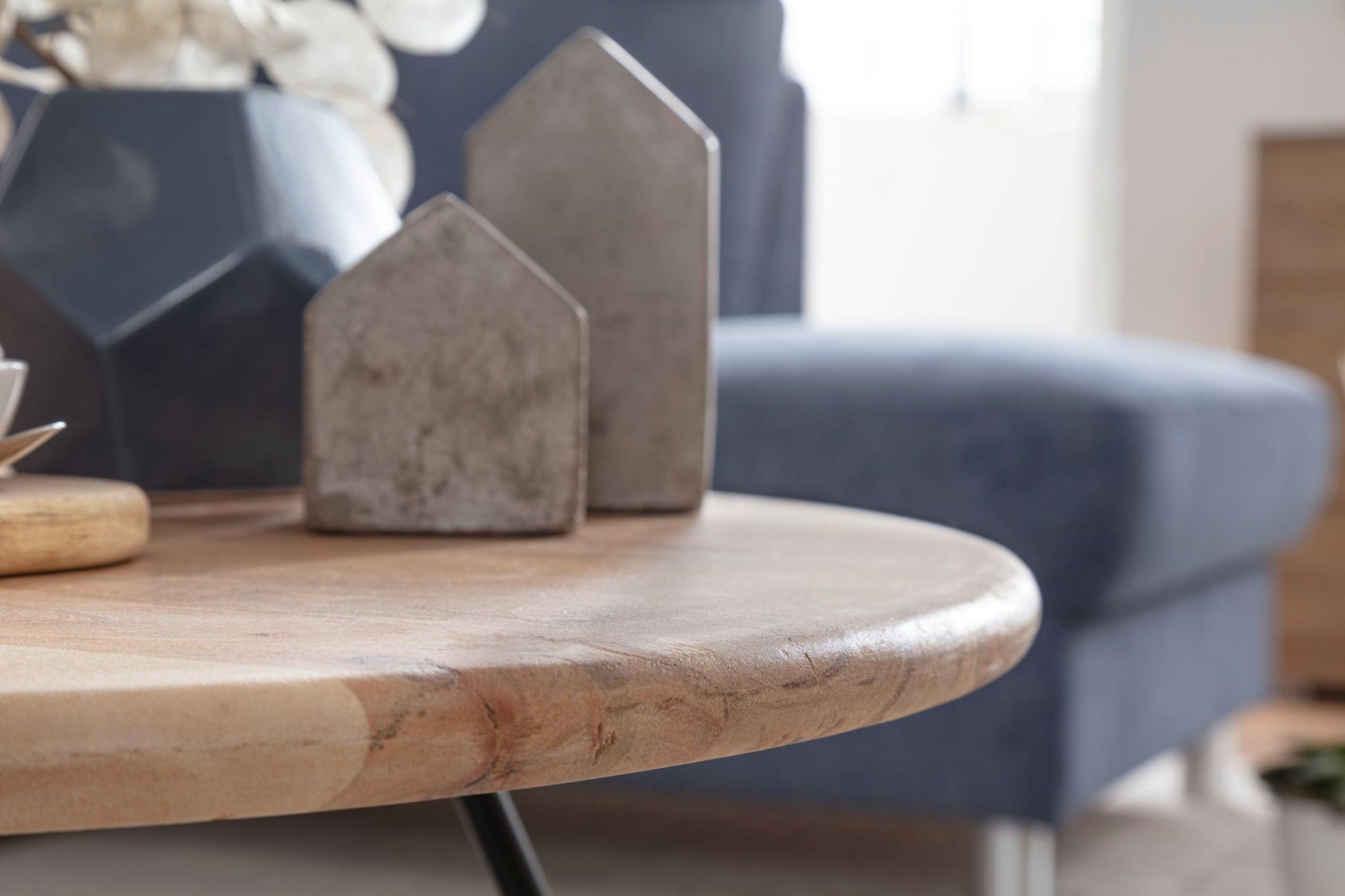 Coffee table, solid acacia wood and steel