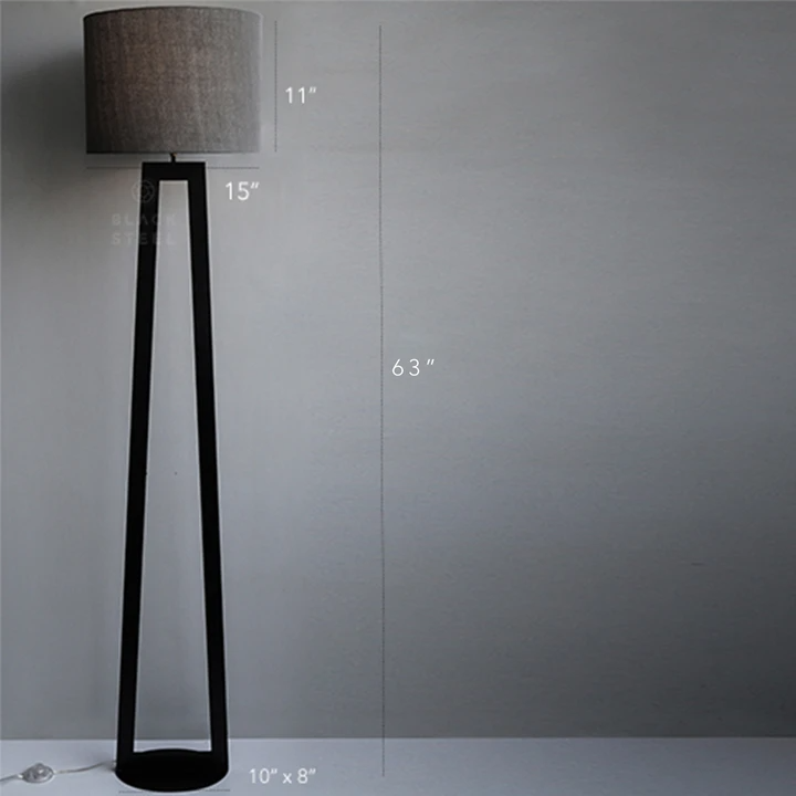 Oval Base Geometric Tower Matte Black Iron Floor Lamp