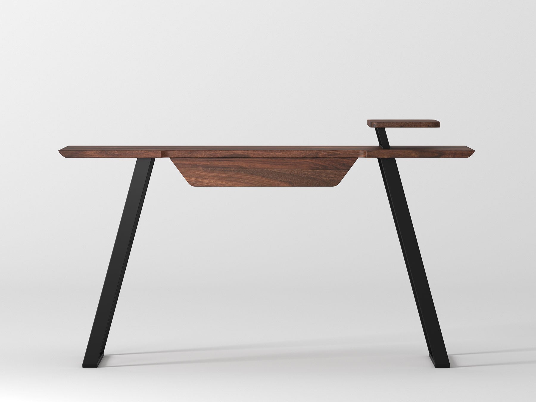 Desk, solid sheesham wood and steel, 1 drawer