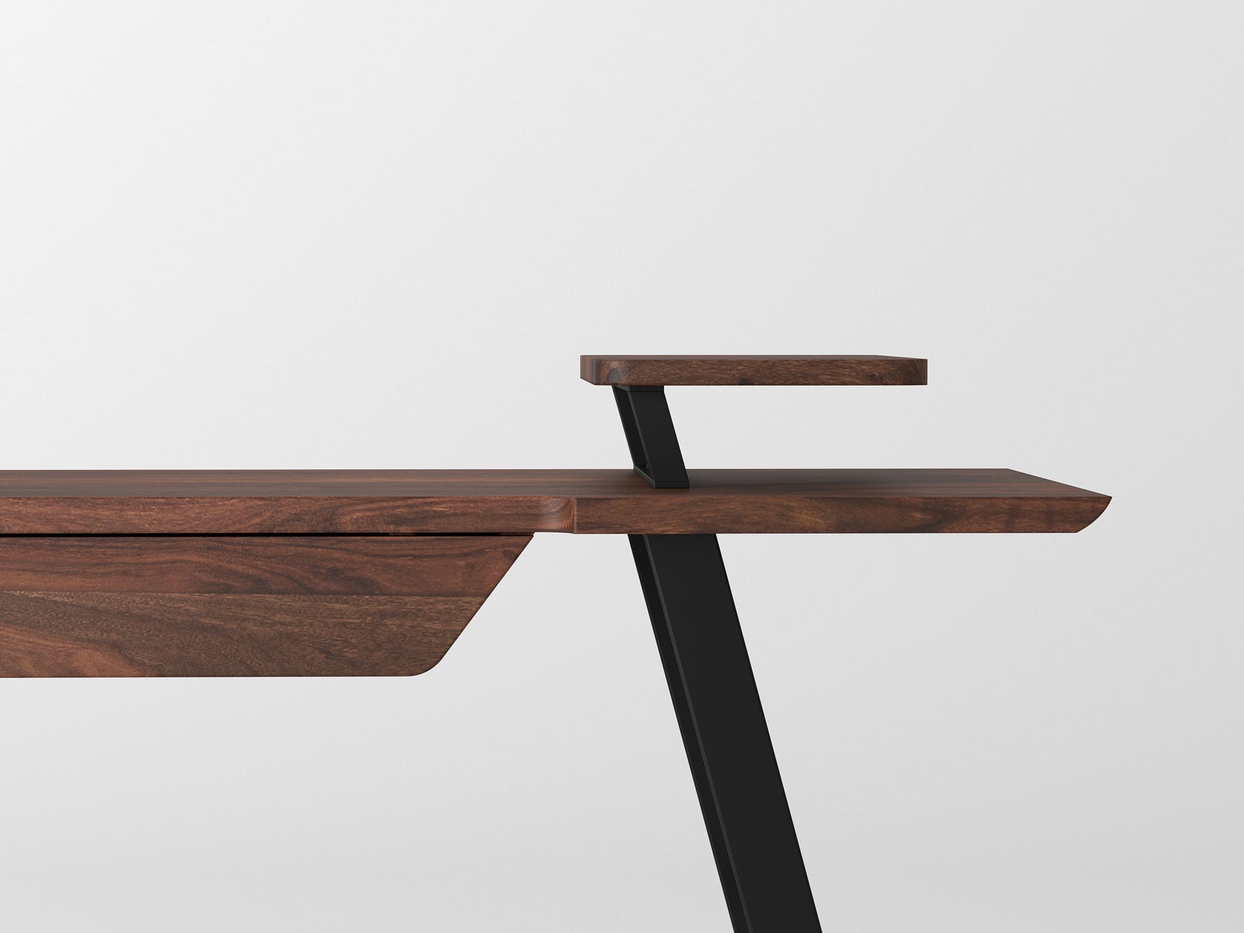 Desk, solid sheesham wood and steel, 1 drawer