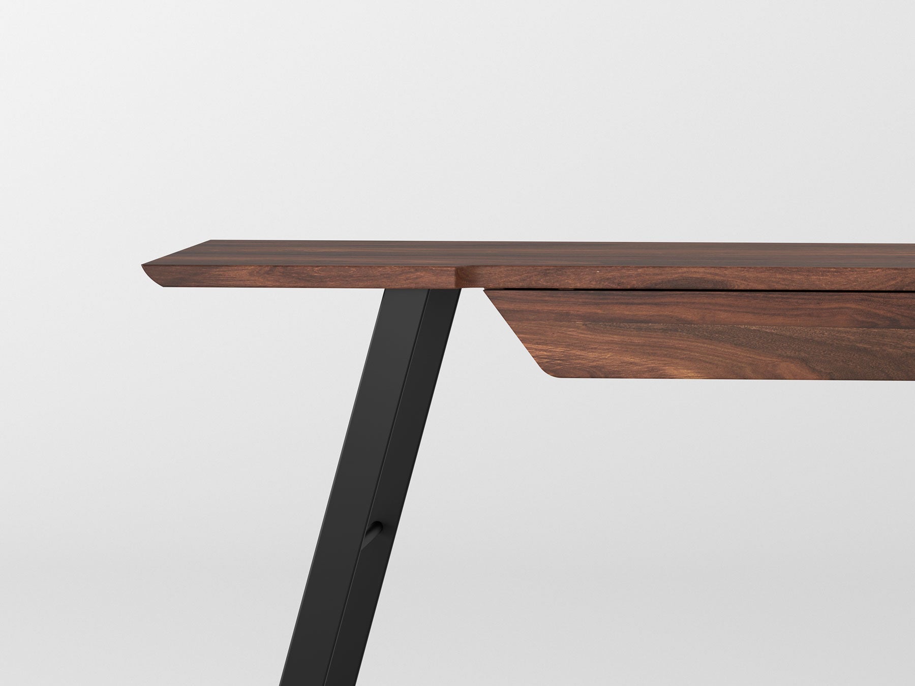 Desk, solid sheesham wood and steel, 1 drawer