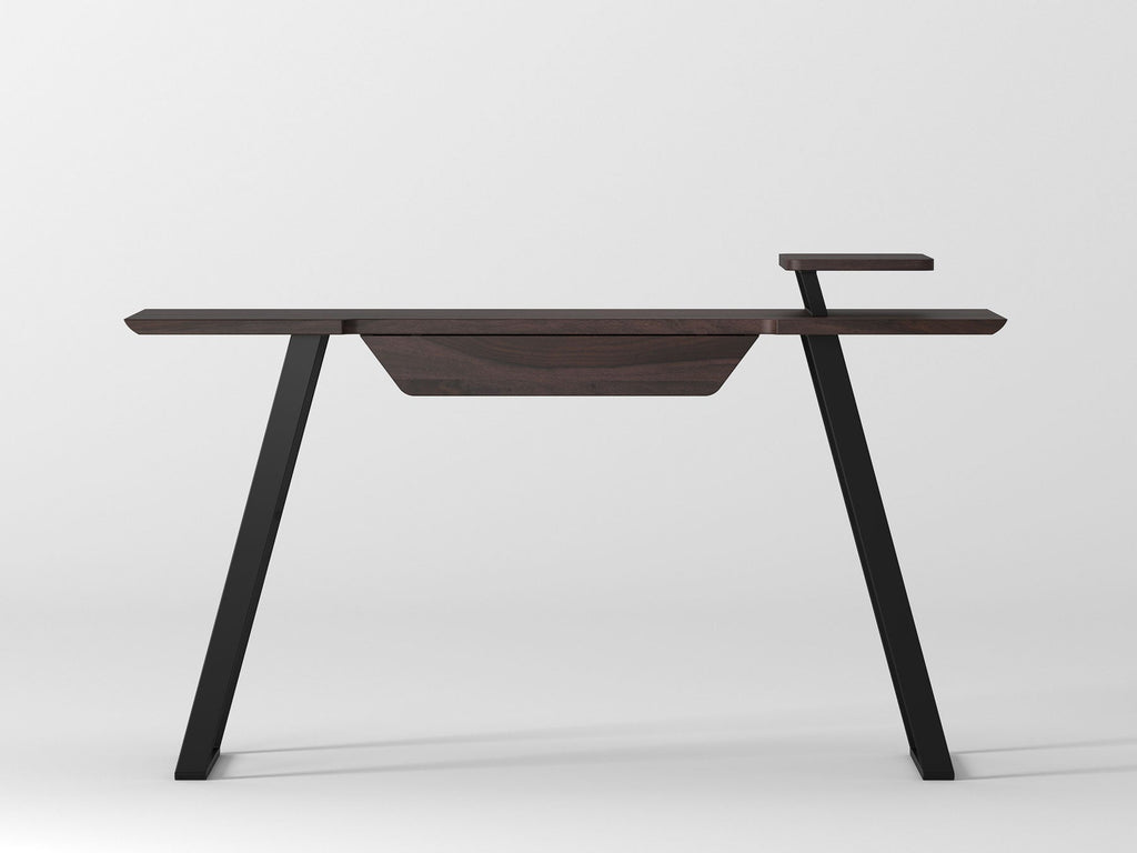 Desk, solid sheesham wood and steel, 1 drawer