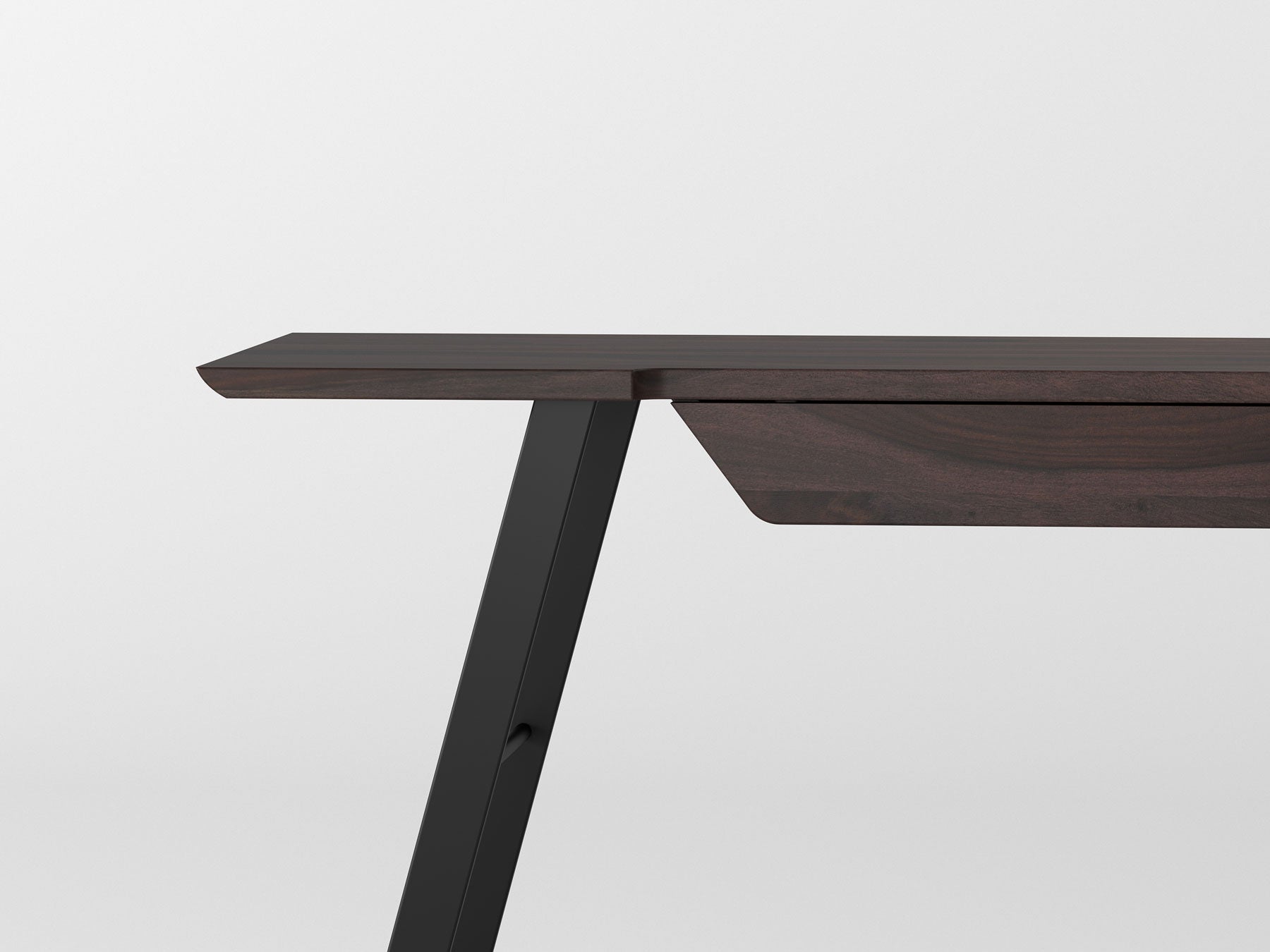 Desk, solid sheesham wood and steel, 1 drawer