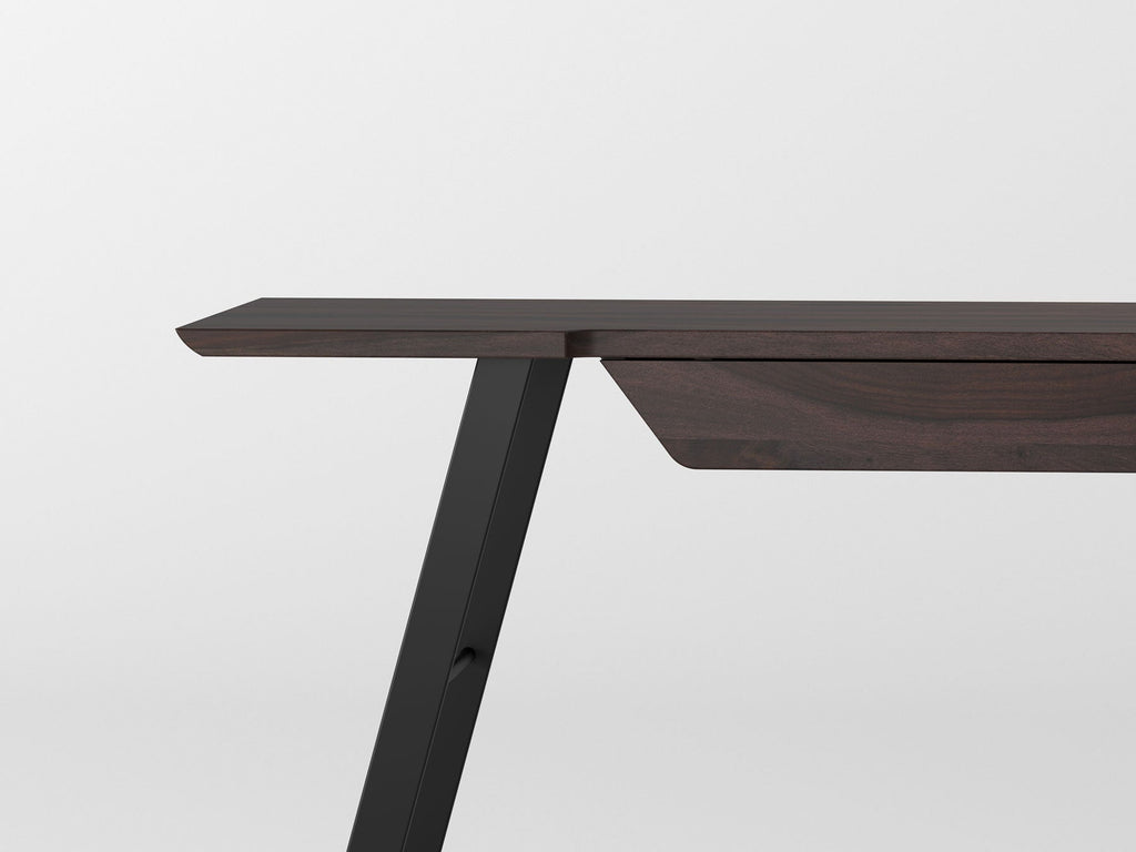 Desk, solid sheesham wood and steel, 1 drawer