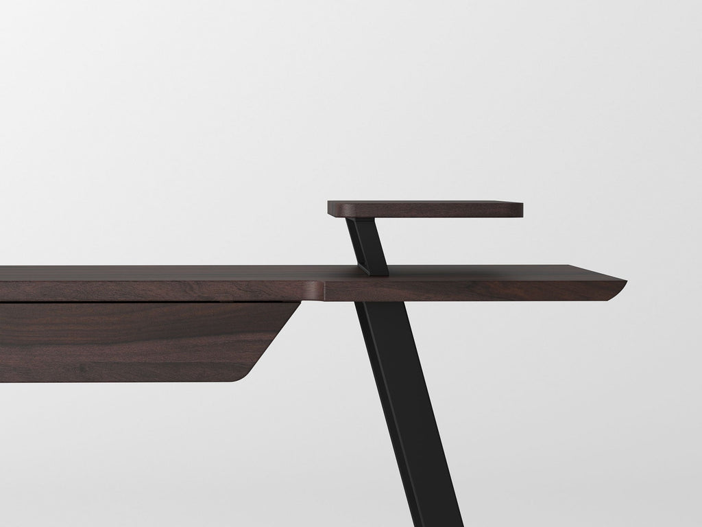 Desk, solid sheesham wood and steel, 1 drawer