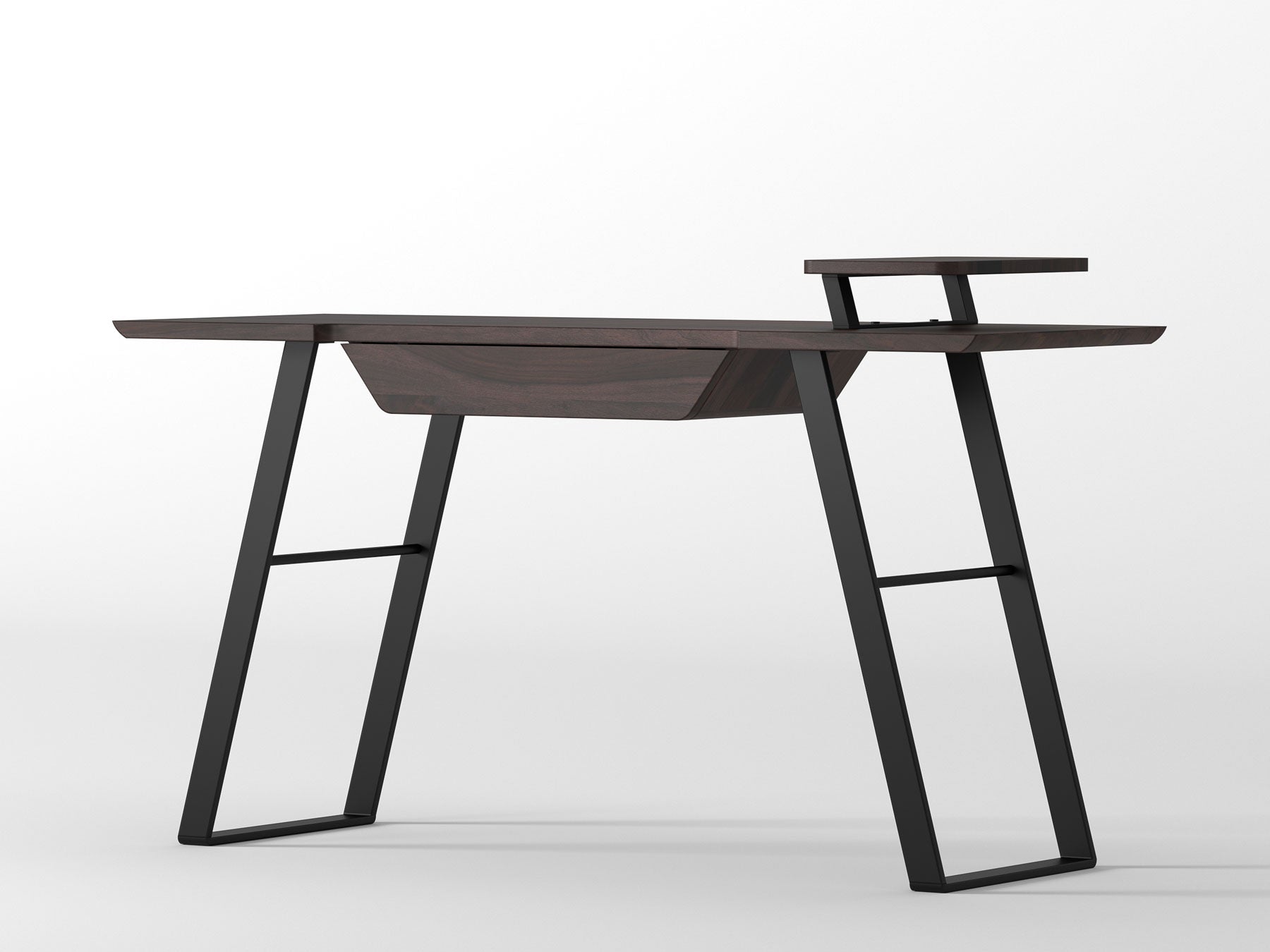 Desk, solid sheesham wood and steel, 1 drawer