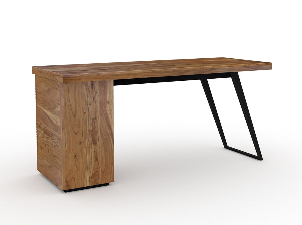 Desk, solid acacia wood and steel, 1 drawers and 1 door
