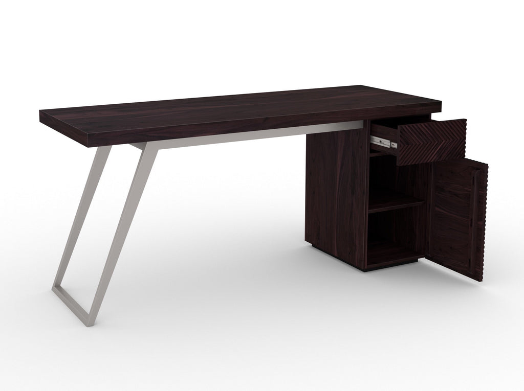 Desk, solid acacia wood and steel, 1 drawers and 1 door