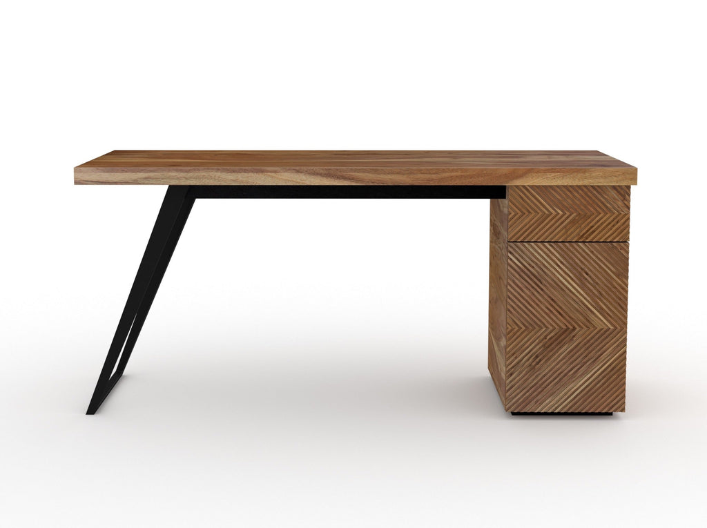 Desk, solid acacia wood and steel, 1 drawers and 1 door