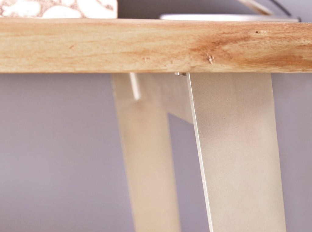 Desk, solid acacia wood and steel, 3 drawers