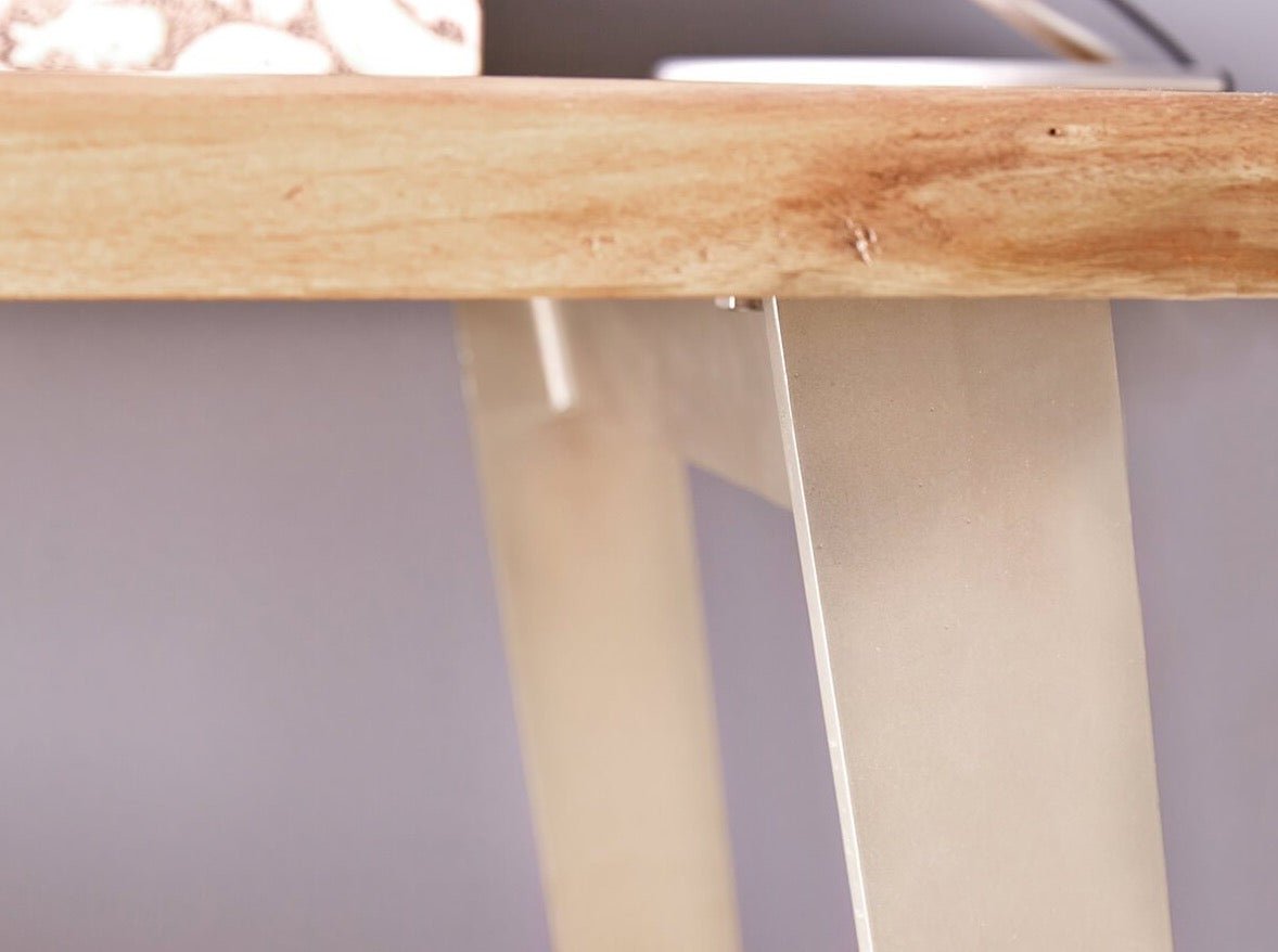 Desk, solid acacia wood and steel, 3 drawers