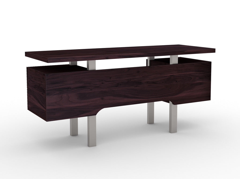 Desk, solid acacia wood and steel, 2 drawers and 1 door