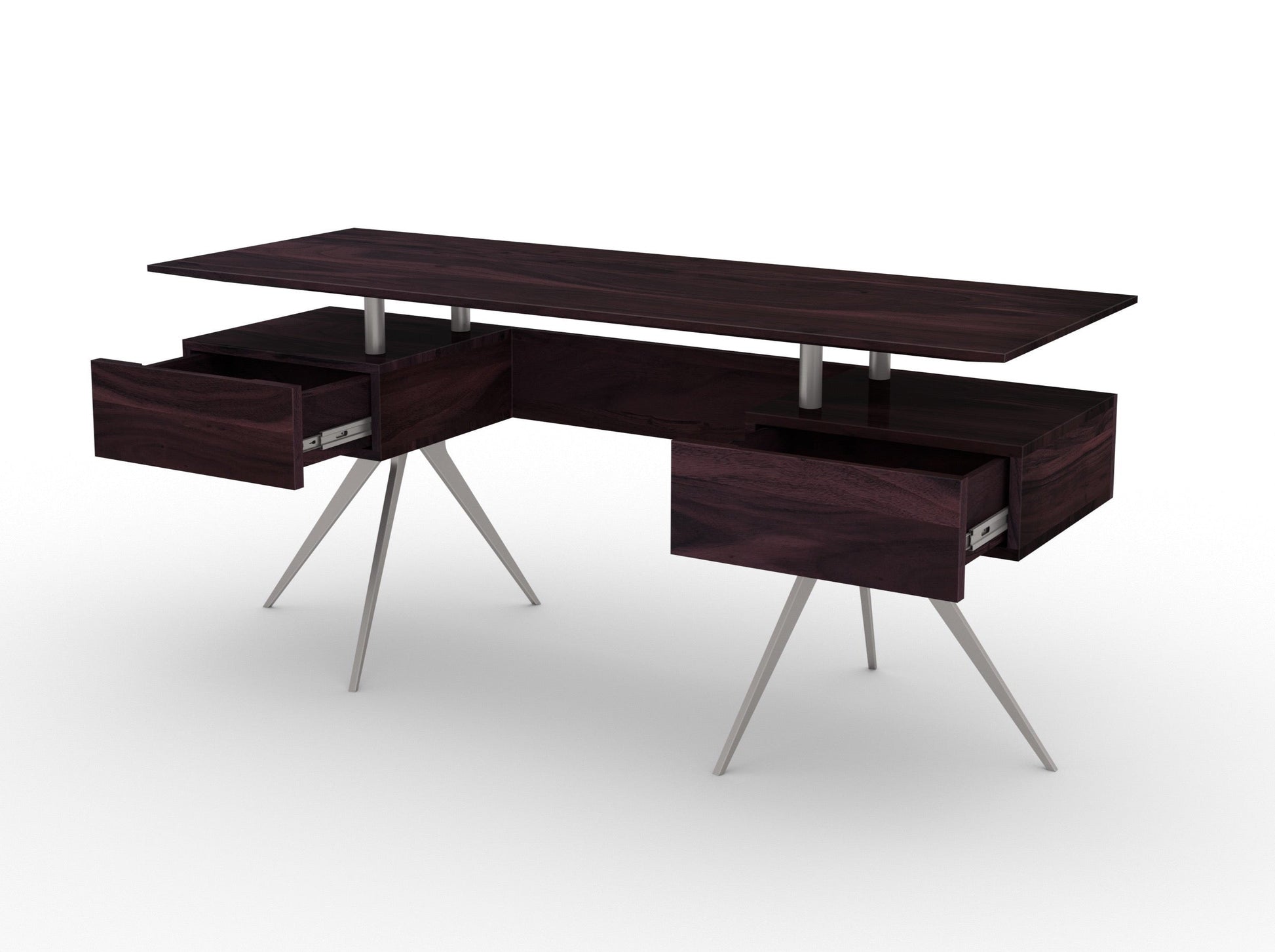 Desk, solid acacia wood and steel, 2 drawers