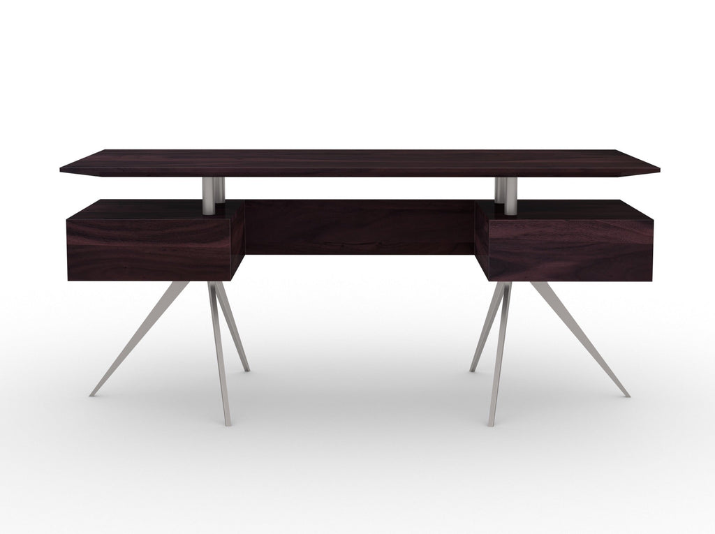 Desk, solid acacia wood and steel, 2 drawers