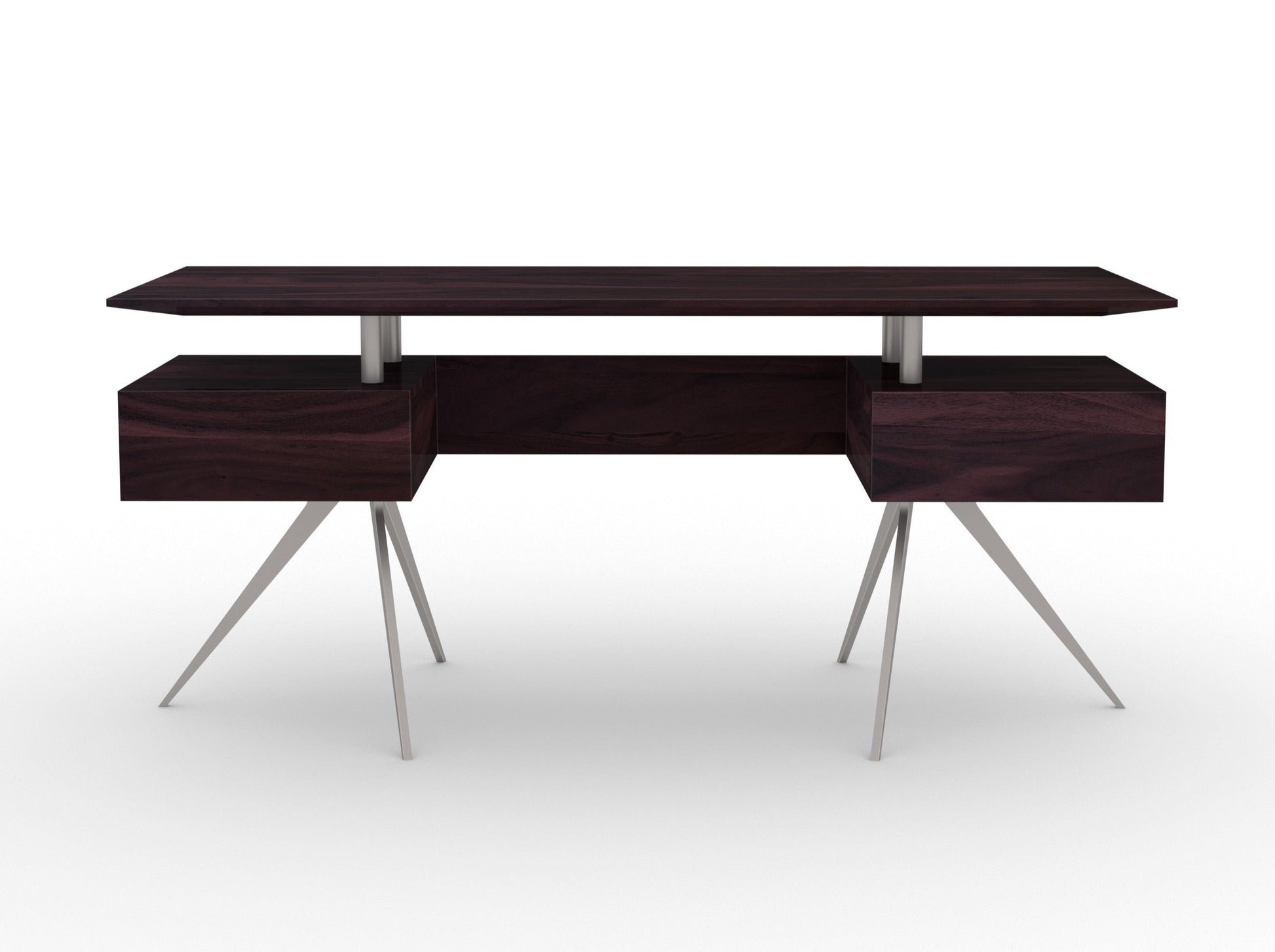 Desk, solid acacia wood and steel, 2 drawers