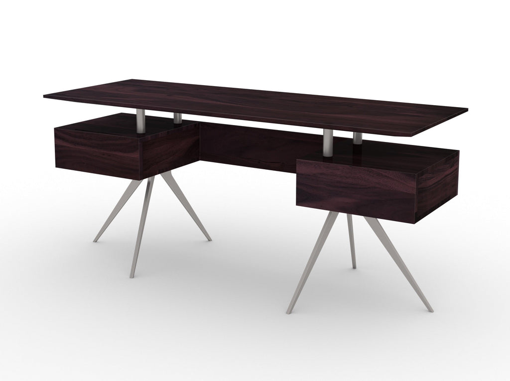 Desk, solid acacia wood and steel, 2 drawers