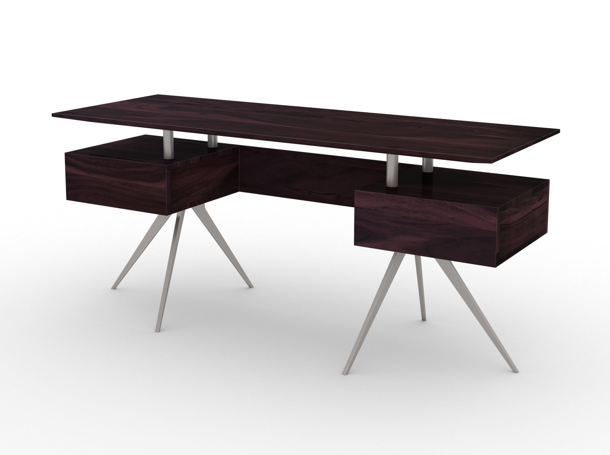 Desk, solid acacia wood and steel, 2 drawers