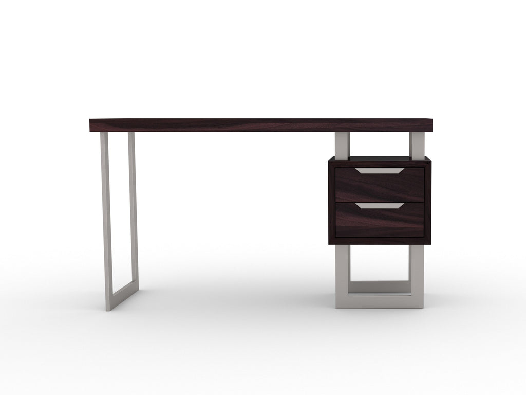 Desk, solid acacia wood and steel, 2 drawers