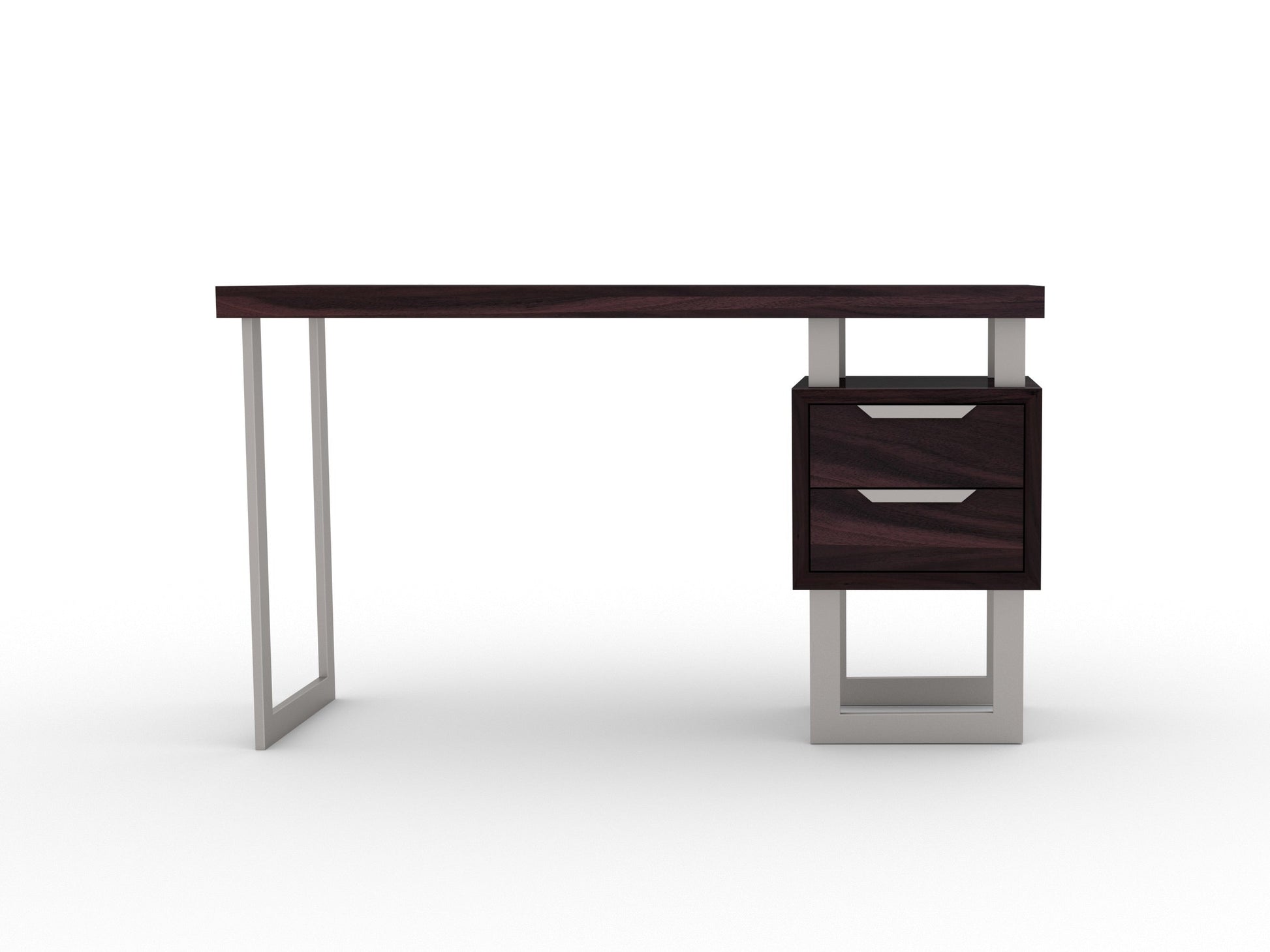 Desk, solid acacia wood and steel, 2 drawers