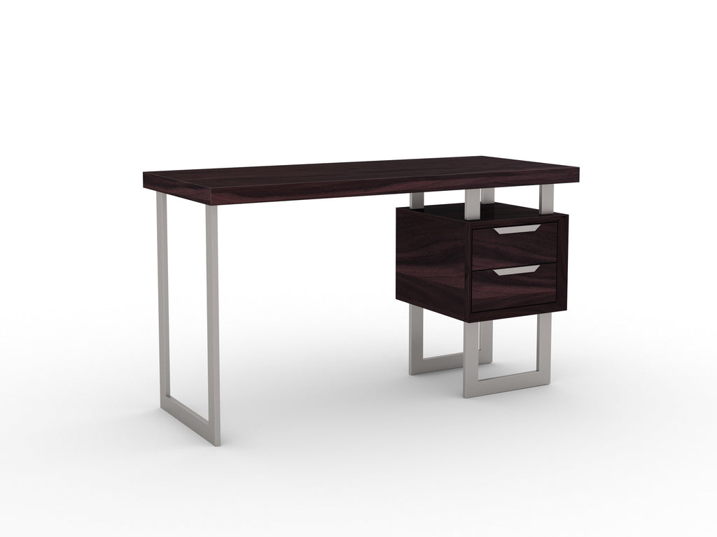 Desk, solid acacia wood and steel, 2 drawers