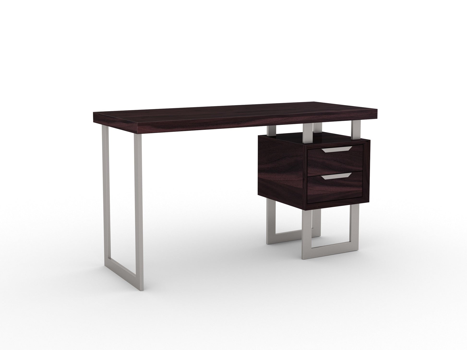 Desk, solid acacia wood and steel, 2 drawers