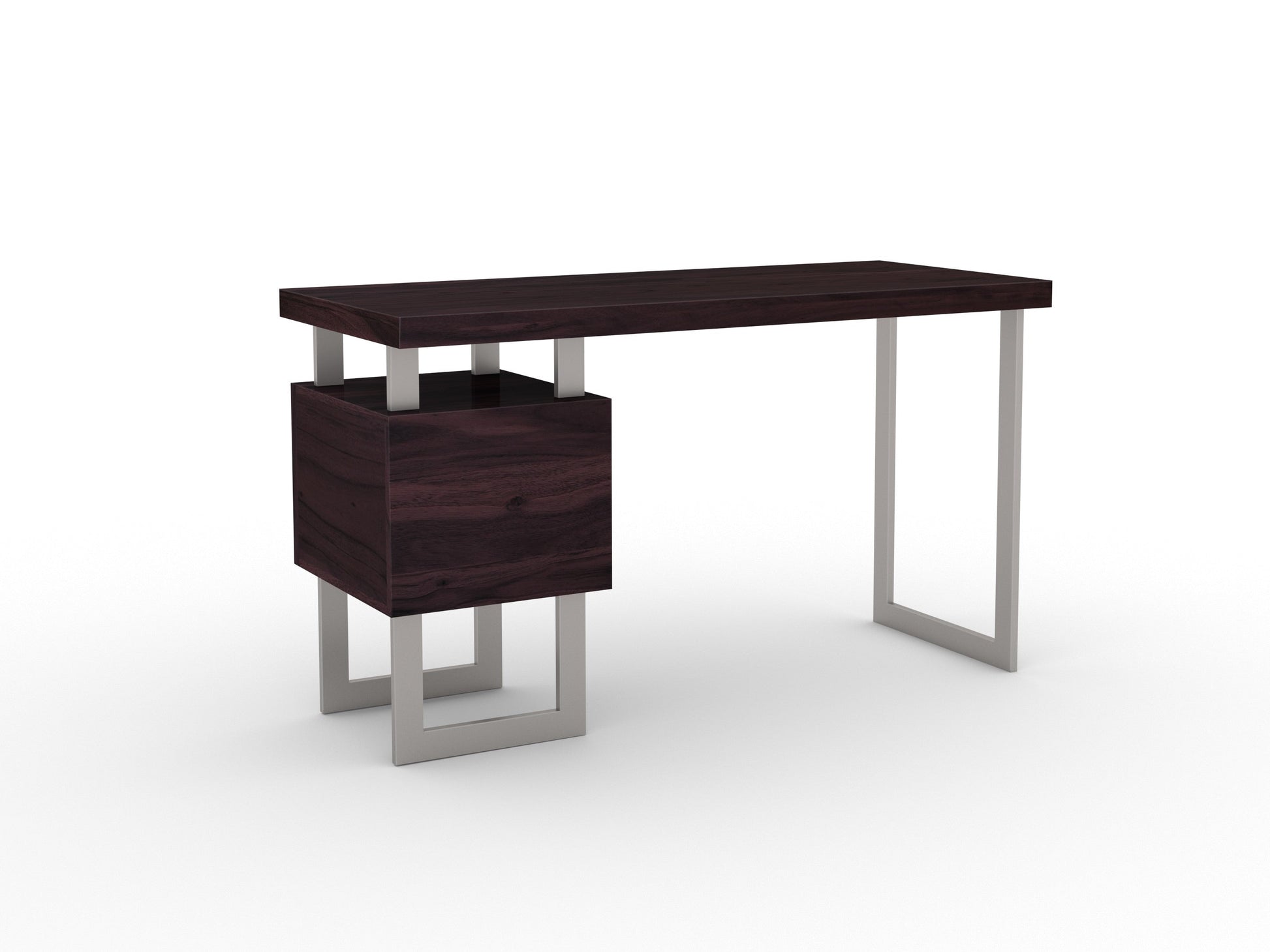 Desk, solid acacia wood and steel, 2 drawers