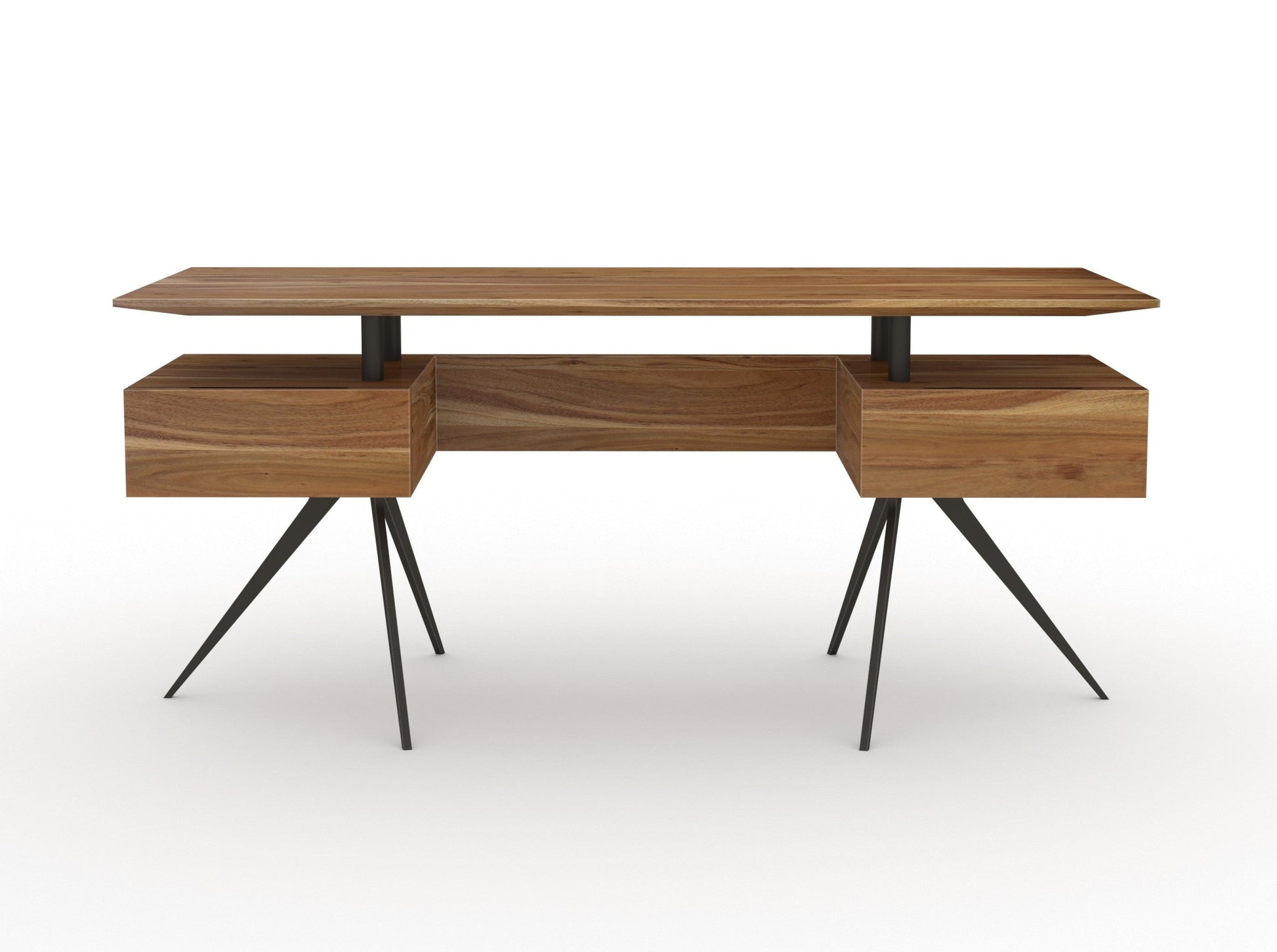 Desk, solid acacia wood and steel, 2 drawers