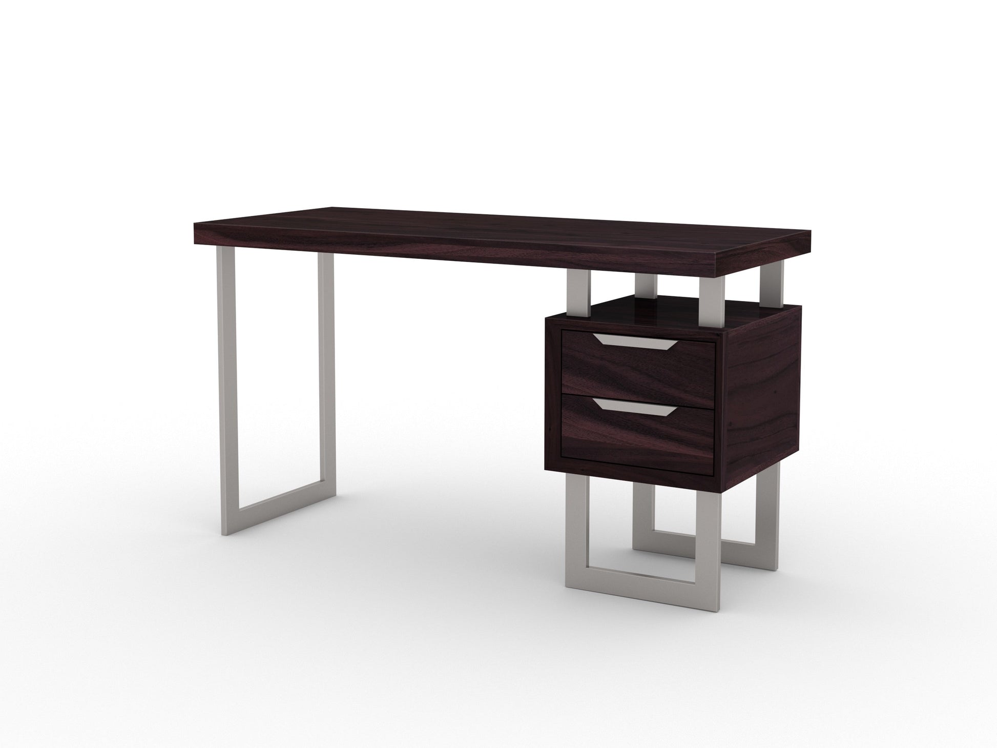 Desk, solid acacia wood and steel, 2 drawers