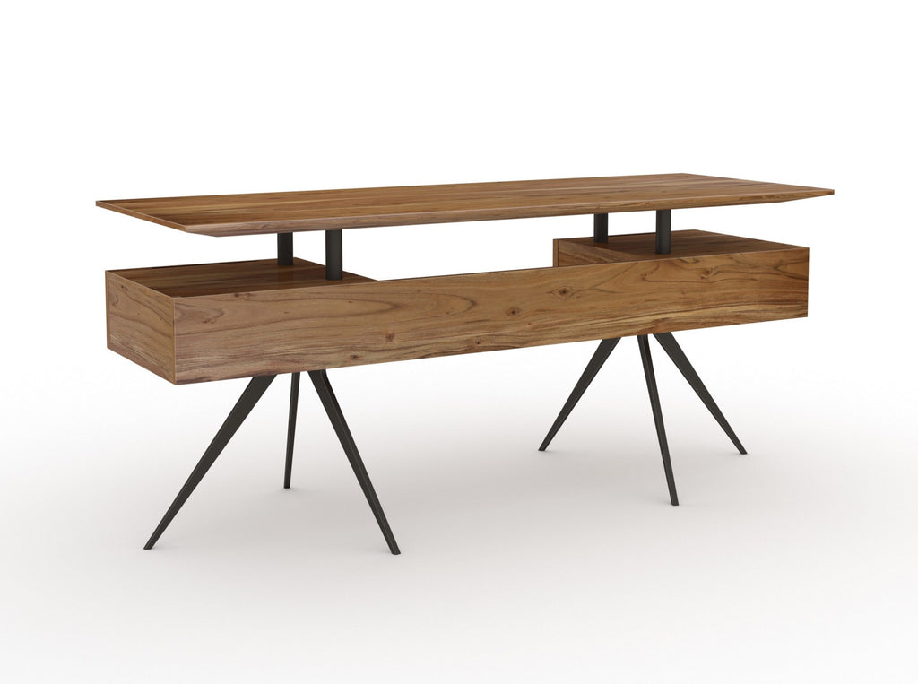Desk, solid acacia wood and steel, 2 drawers