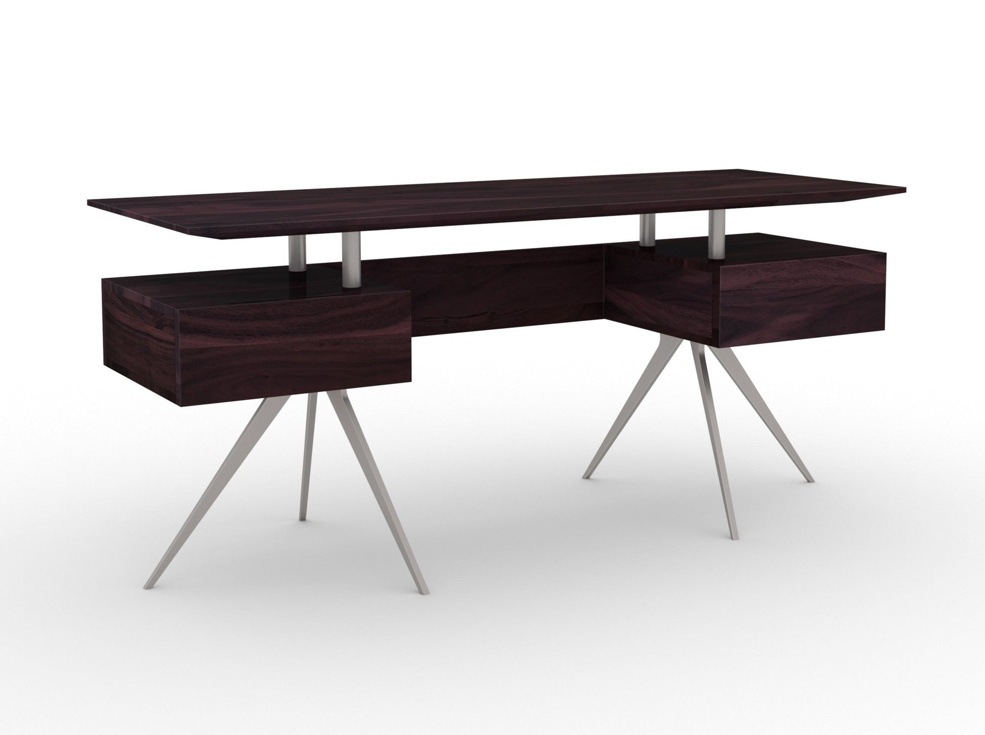 Desk, solid acacia wood and steel, 2 drawers