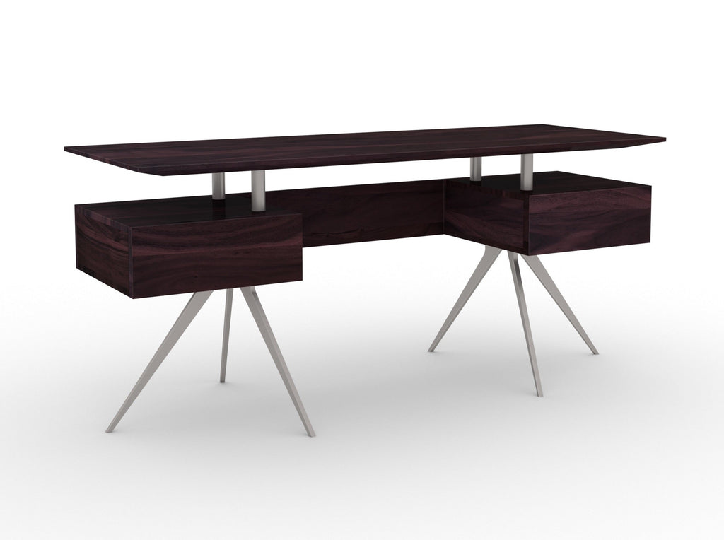 Desk, solid acacia wood and steel, 2 drawers