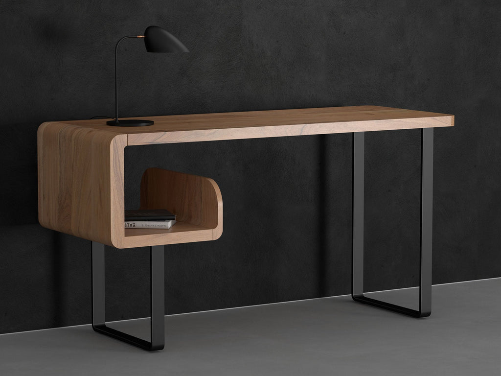 Desk, solid acacia wood and steel
