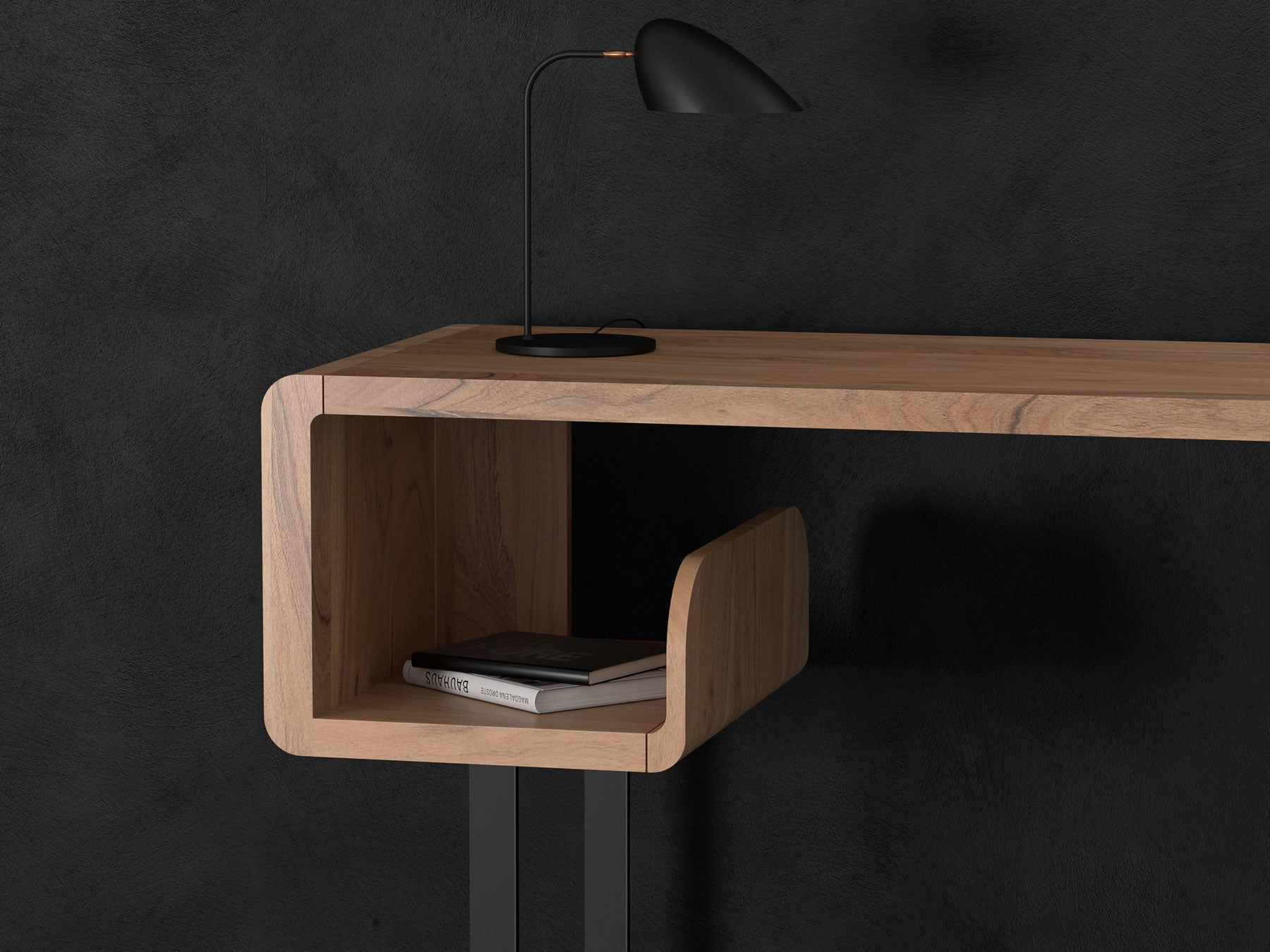 Desk, solid acacia wood and steel