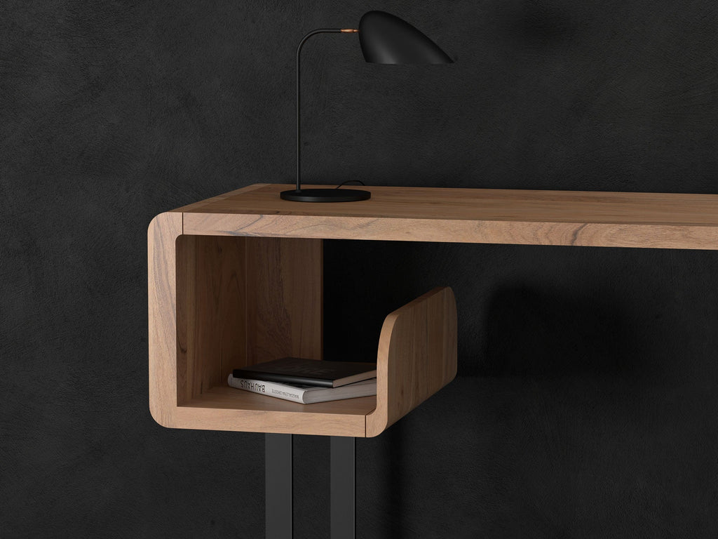 Desk, solid acacia wood and steel