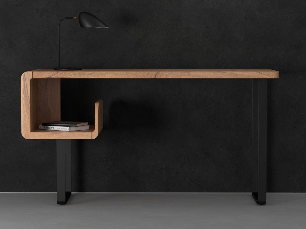 Desk, solid acacia wood and steel