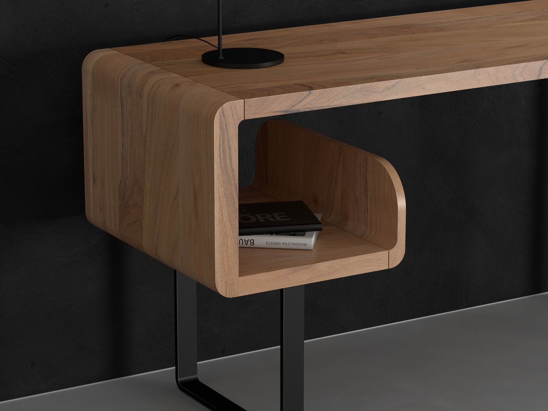Desk, solid acacia wood and steel