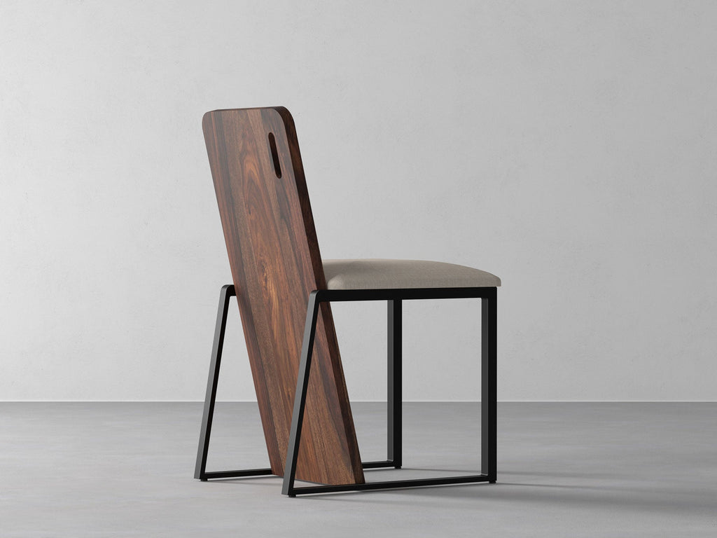 Dining chair, solid sheesham wood and steel
