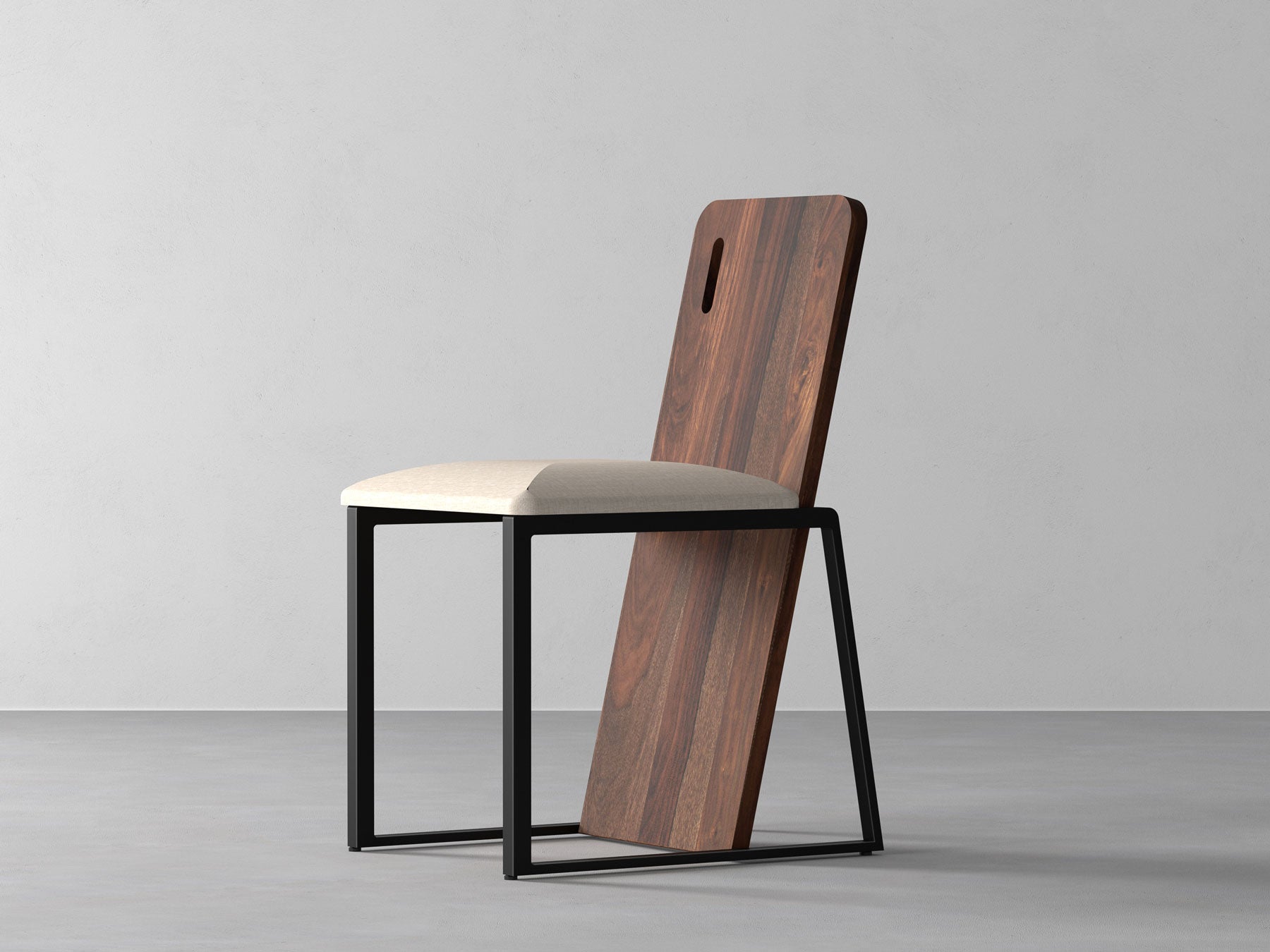 Dining chair, solid sheesham wood and steel