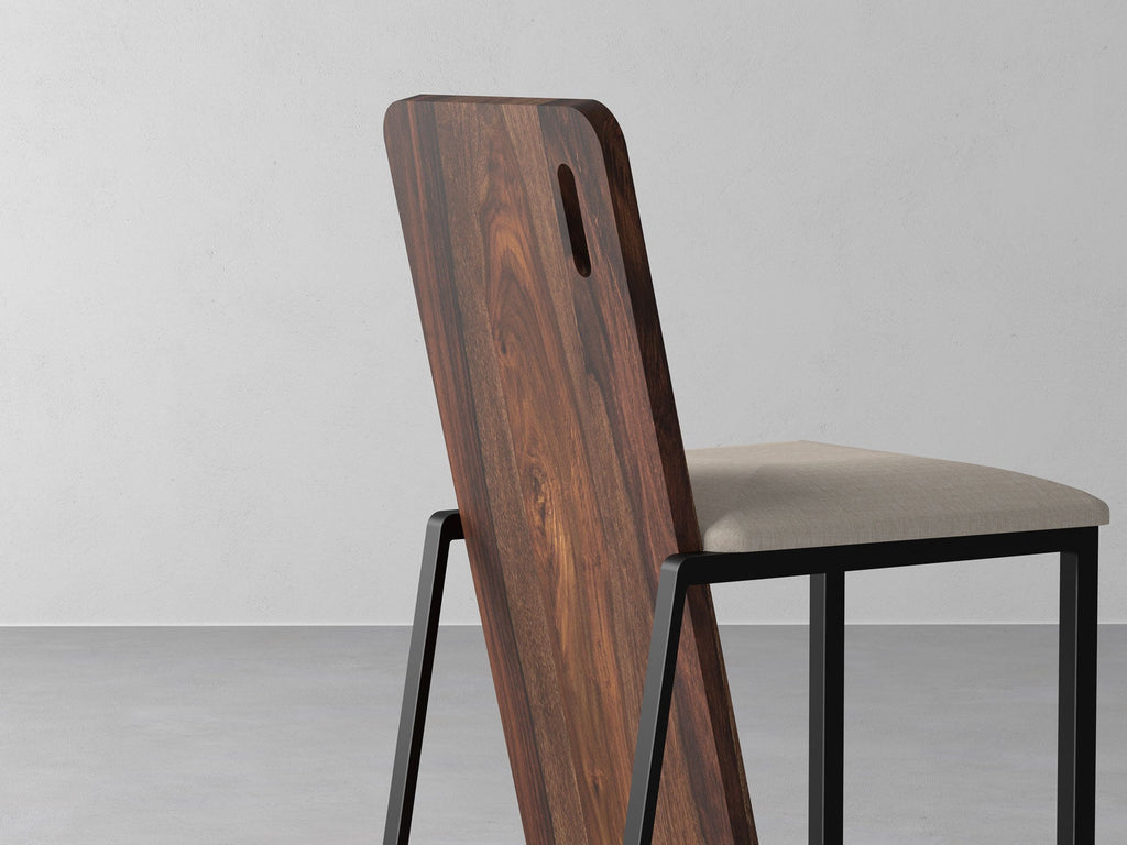 Dining chair, solid sheesham wood and steel