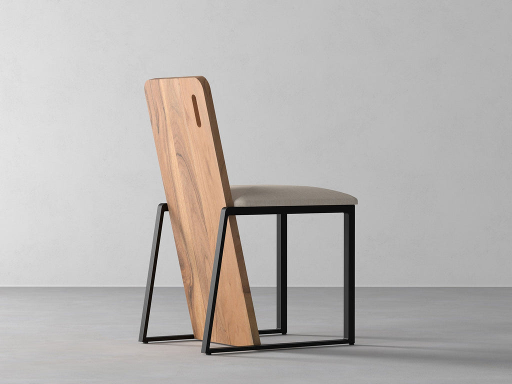 Dining chair, solid acacia wood and steel
