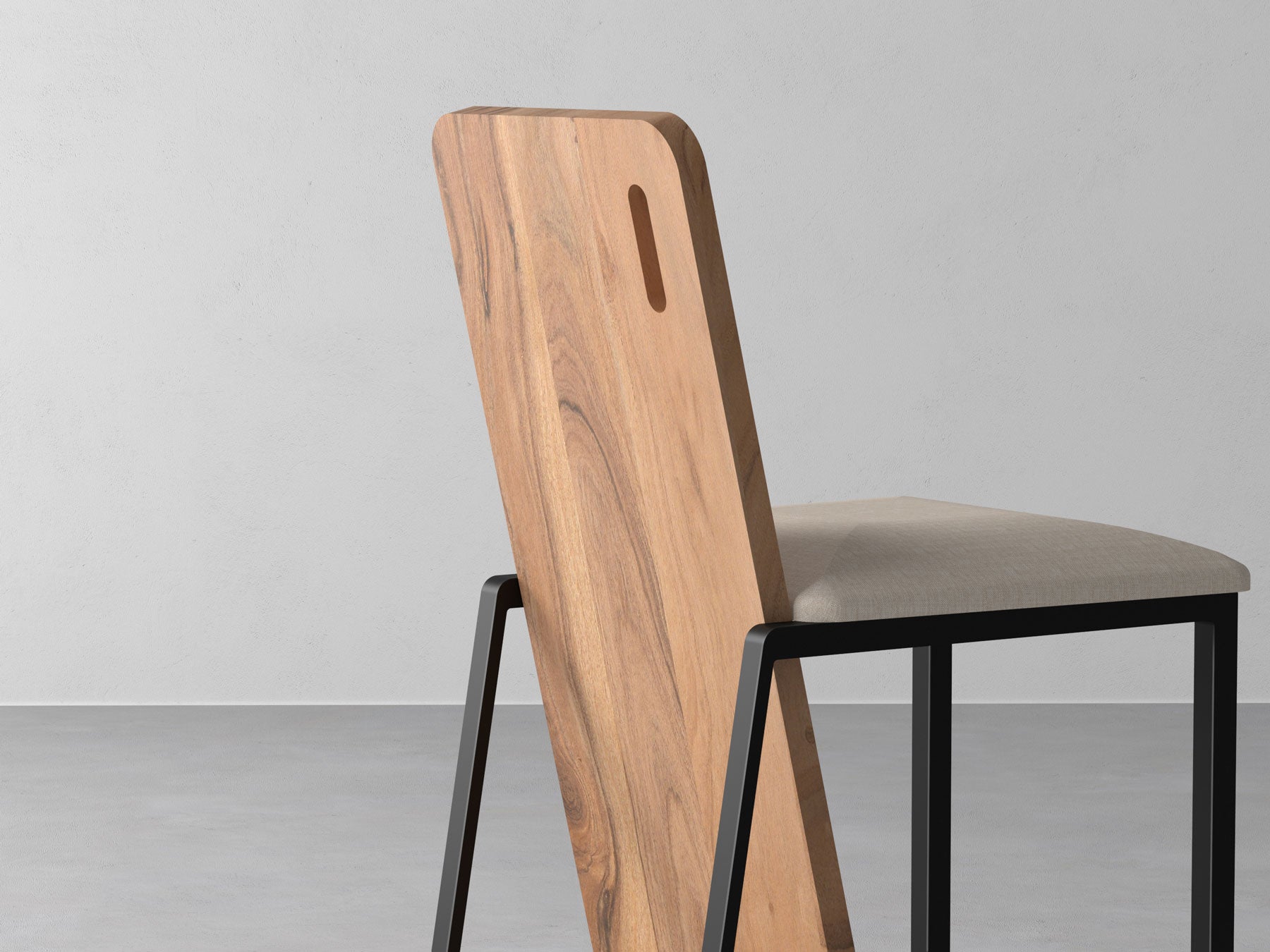 Dining chair, solid acacia wood and steel