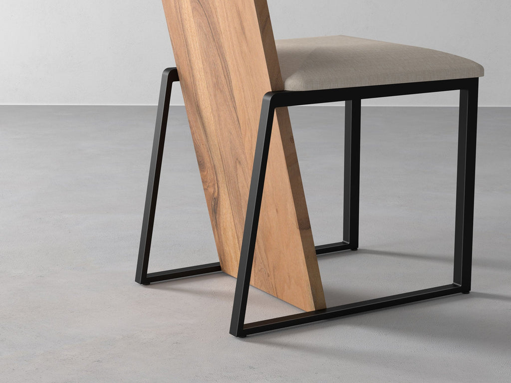Dining chair, solid acacia wood and steel